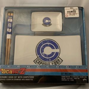 DRAGONBALLZ Ceramic Sushi Set with Chopsticks NWT